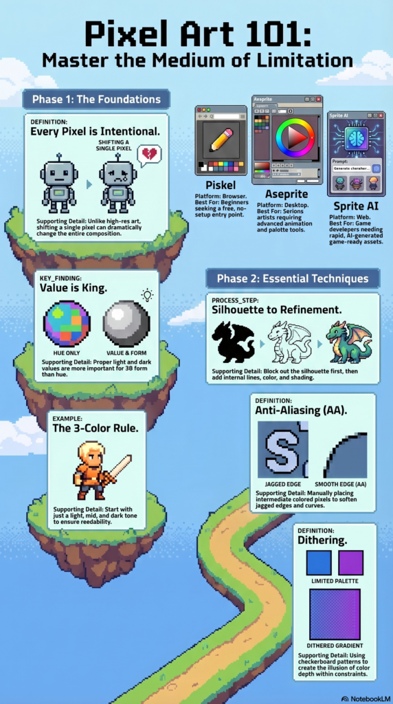 Pixel Art for Beginners: Painting with Blocks 3 pixel art 101 infographic