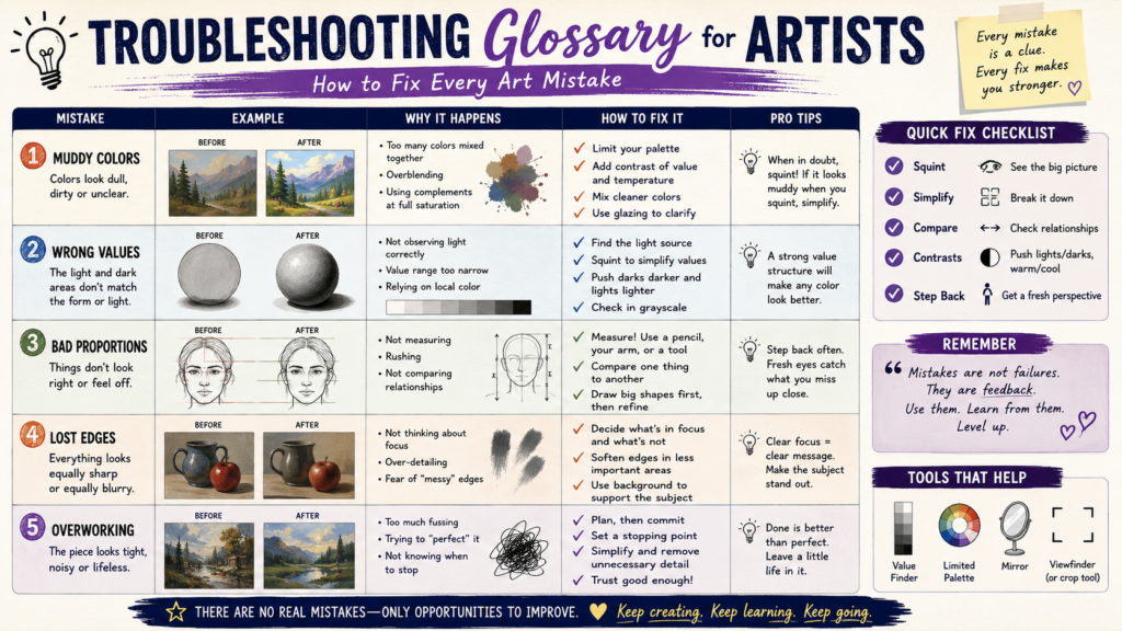 infographic: Art mistakes and fixes guide banner
