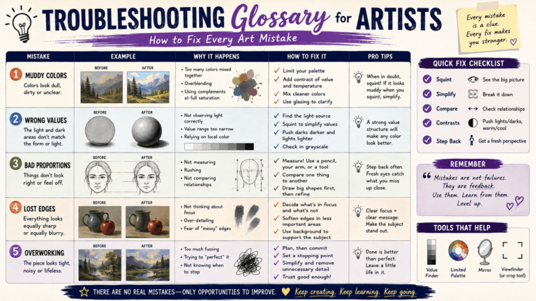 infographic: Art mistakes and fixes guide banner