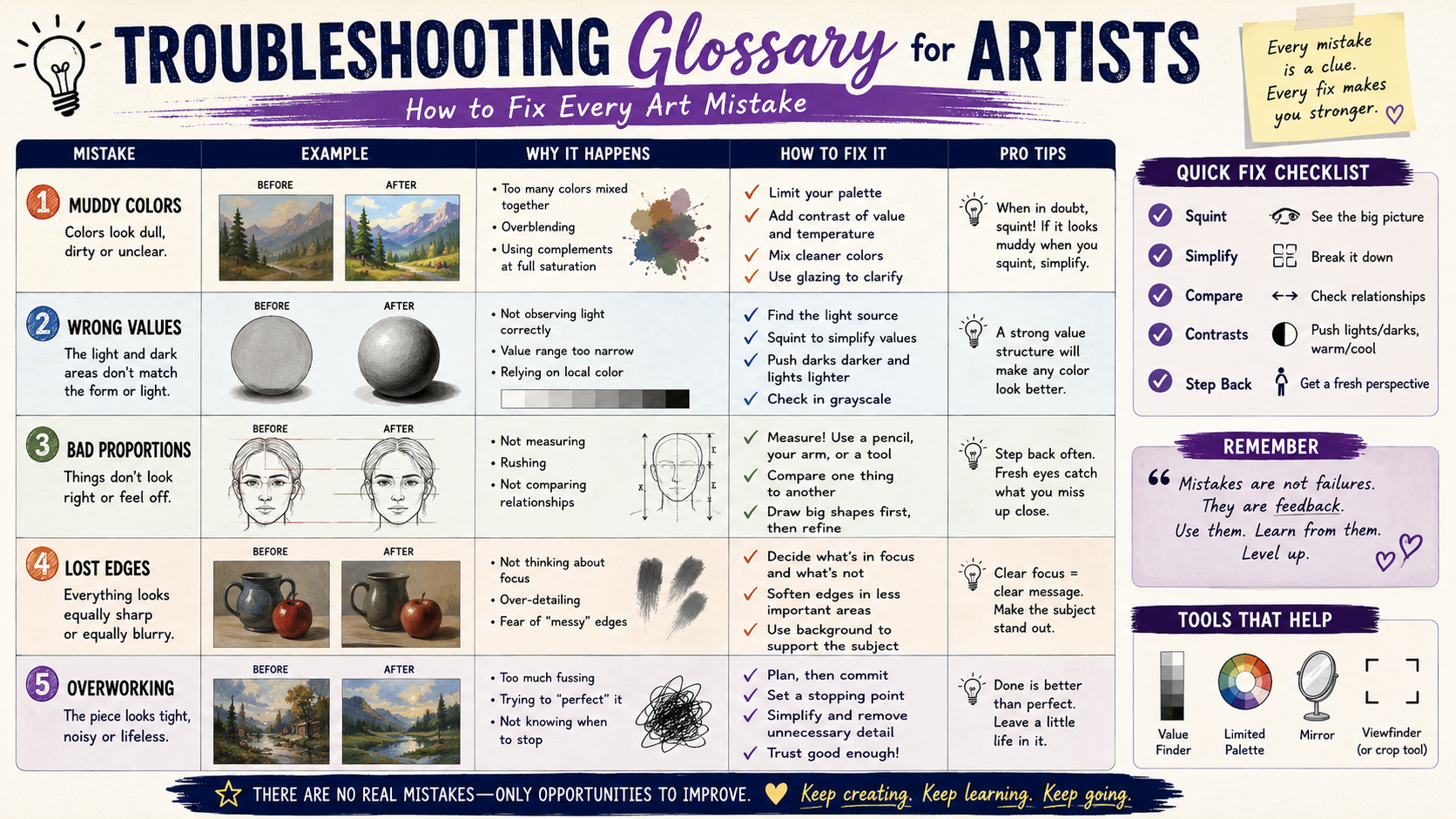 infographic: Art mistakes and fixes guide banner
