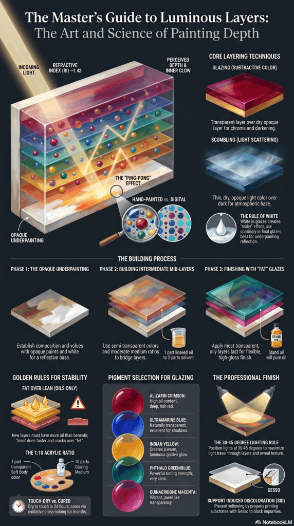 Glazing Technique for Beginners: How to Build Luminous Layers 3 Guide to Painting Luminous Layers infographic