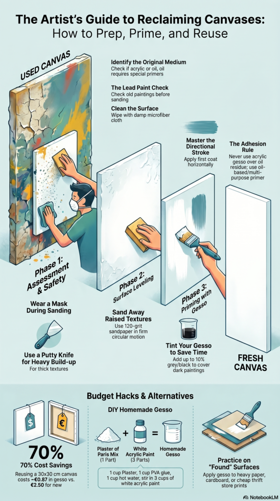 How to Paint Over an Old Canvas (And Save Money Doing It) 3 How to Paint Over an Old Canvas - Guide infographic