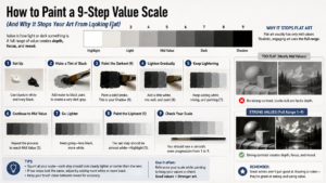 How to paint a 9-step value scale