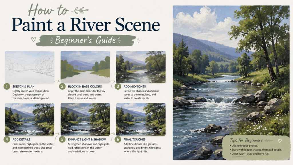 How to paint a river scene banner