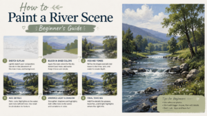 How to paint a river scene banner