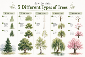 infographic: How to paint different trees