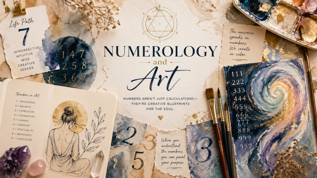 Numerology and art creative workspace