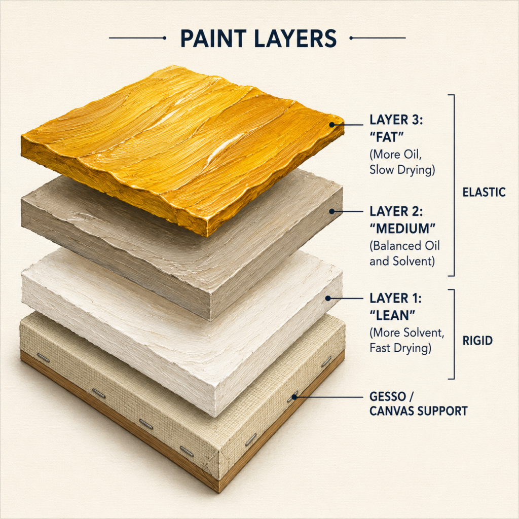 Troubleshooting Glossary for Artists: How to Fix Every Art Mistake 6 Paint layer structure infographic