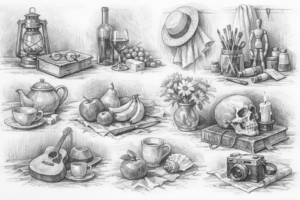 still life drawing ideas banner