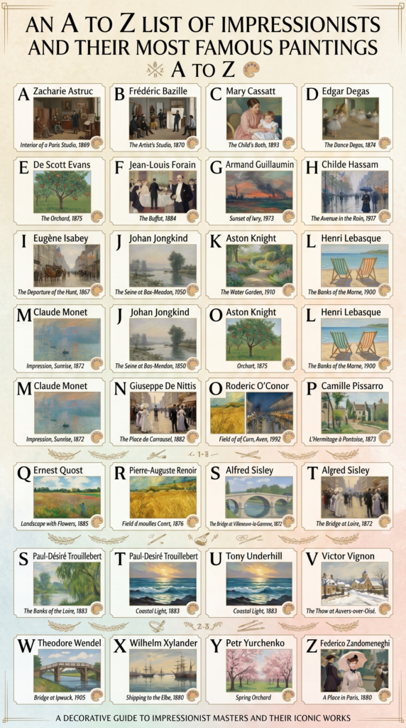 Infographic: Impressionist Painters A to Z