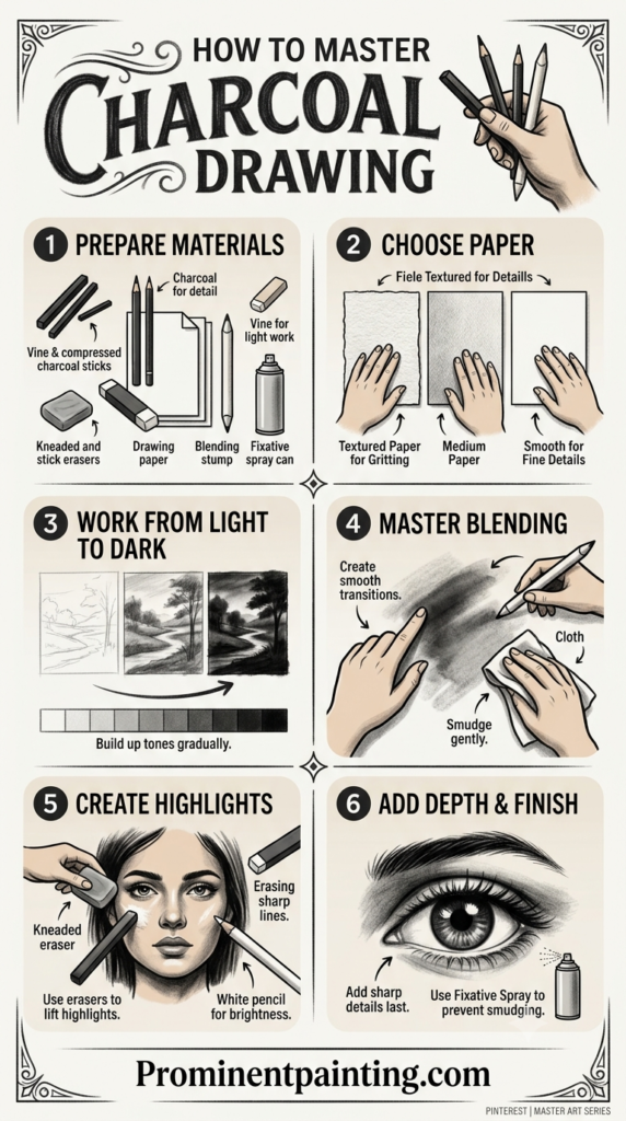 How to Master Charcoal Drawing: A Beginner's Guide to Bold, Expressive Art 3 infographic: How to Master Charcoal Drawing