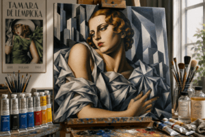 Unlocking the Tamara de Lempicka Painting Style: An Art Deco Guide 9 oil portrait painting inspired by Tamara de Lempicka