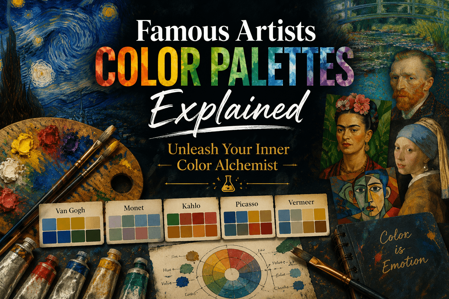 Famous artists and their color palettes banner