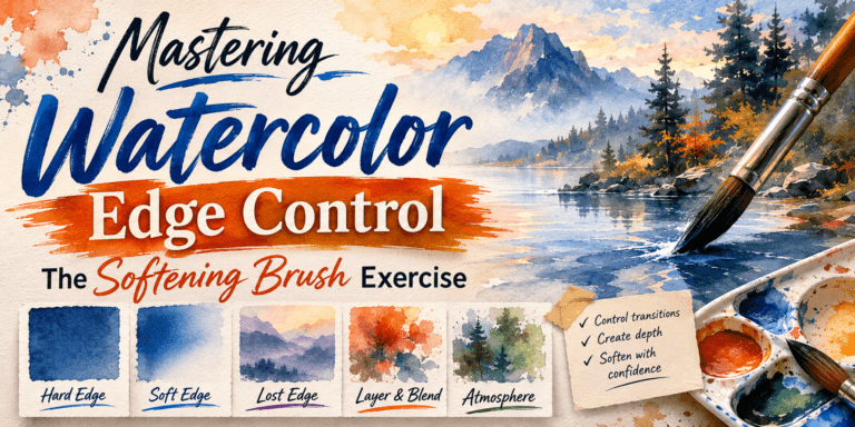Mastering Watercolor Edge Control: The Softening Brush Exercise 12 Mastering watercolor edge control banner