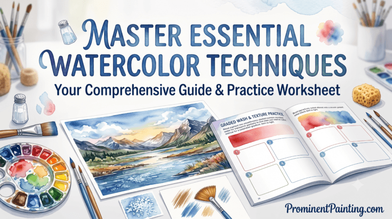 9 Essential Watercolor Techniques for Beginners: The Ultimate Practice Guide 6 Banner essential watercolor techniques and worksheet template