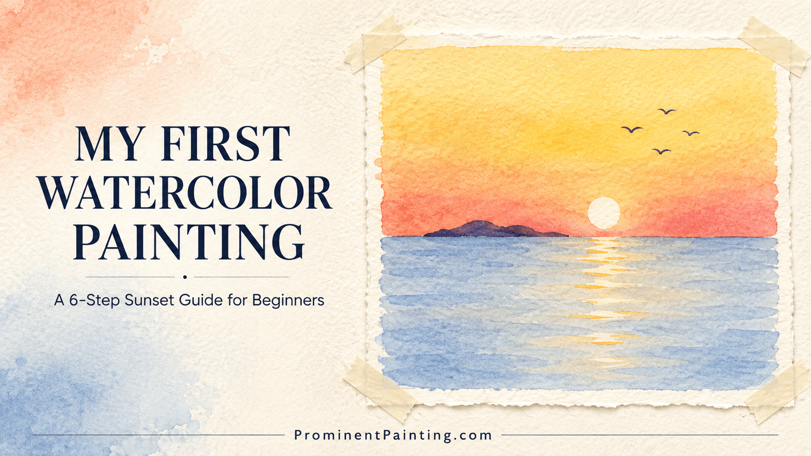 Beginnerโs first watercolor sunset banner