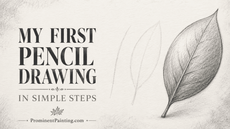 My First Pencil Drawing in Simple Steps 9 From lines to a shaded leaf banner - my first drawing