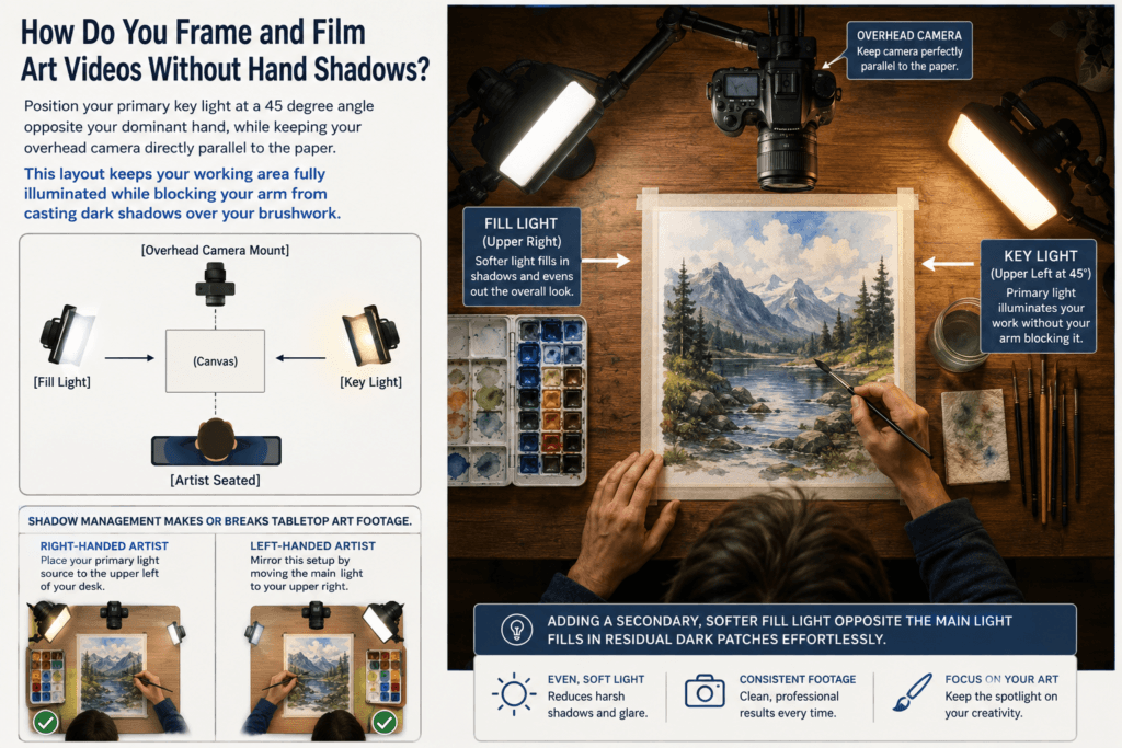 Filming Your Painting Process for Social Media: The Complete Beginner Setup 5 Shadow-Free Art Video Lighting Guide